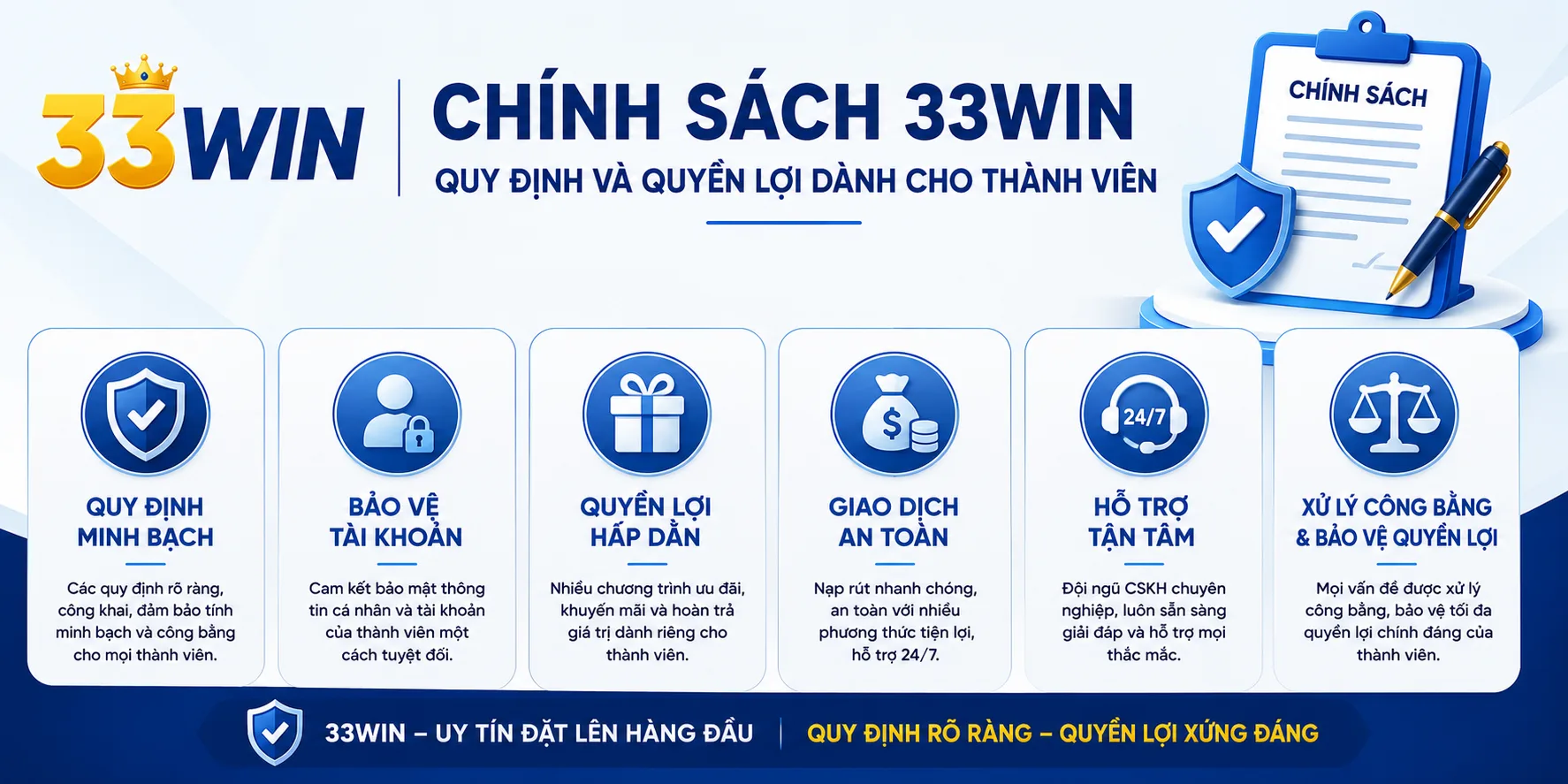 Thông tin về chính sách 33WIn