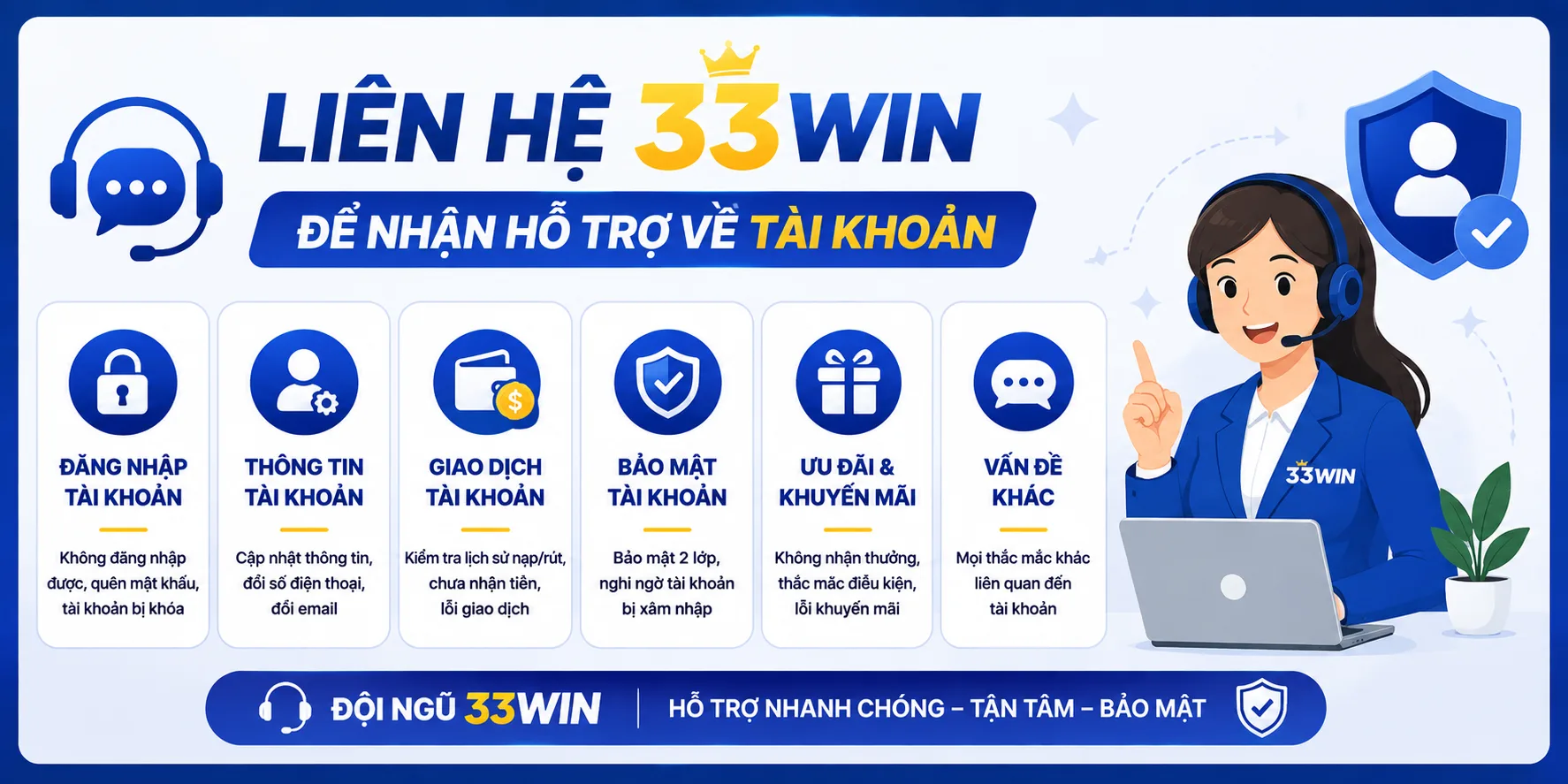 Liên hệ 33WIN vấn đề tài khoản